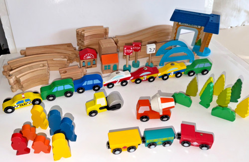 Piece wooden train - wooden, track