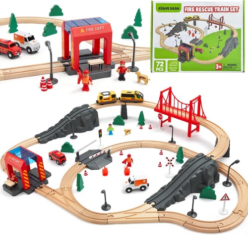 72pc wooden train tracks - wooden,