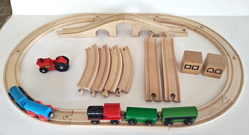Wooden train railway set - wooden,