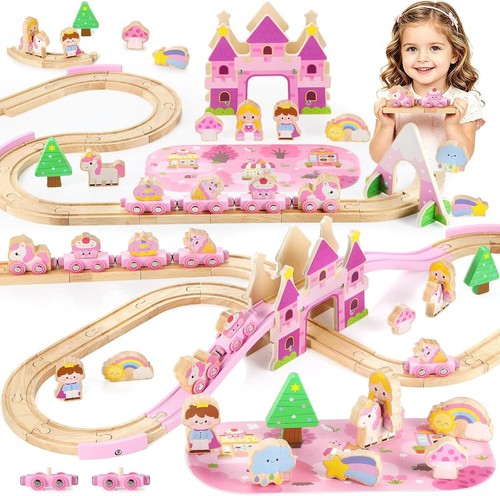 117pcs wooden train - wooden, tracks