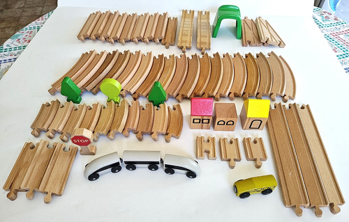Wooden train railway set - set, 62