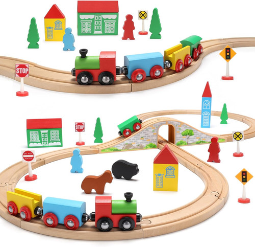 Wooden train set for toddler - train,