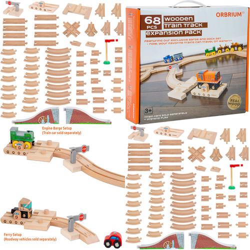 68pc wooden train tracks - 68pc,