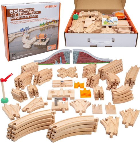 Wooden train tracks 68pc - tracks,