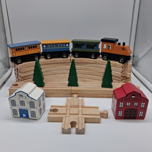 Wooden railway train - railway, set