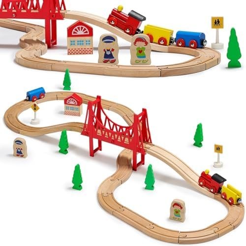 Wooden train tracks lot - train,