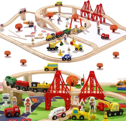 117pcs wooden train tracks - tracks, lot