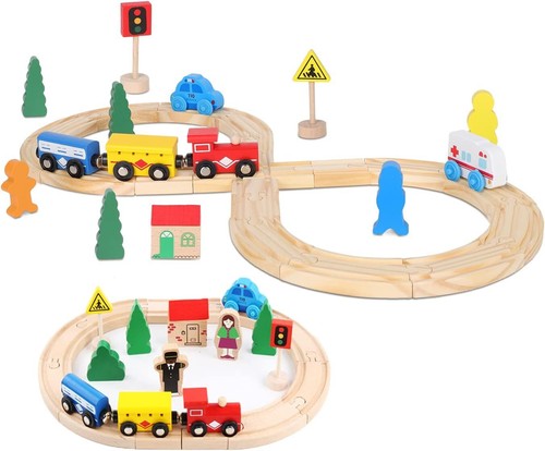 33pcs wooden train - track, rail