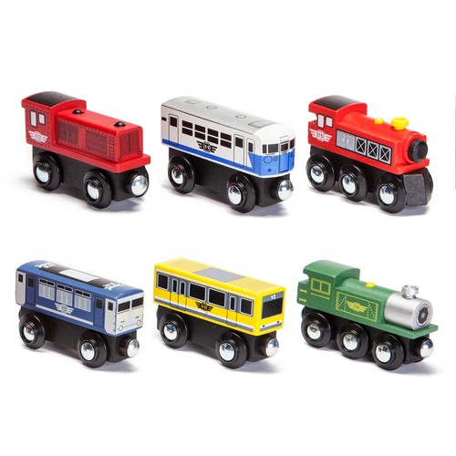 Piece wooden train car set - 6-piece,