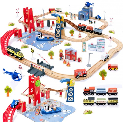 117pcs wooden train tracks lot - train,