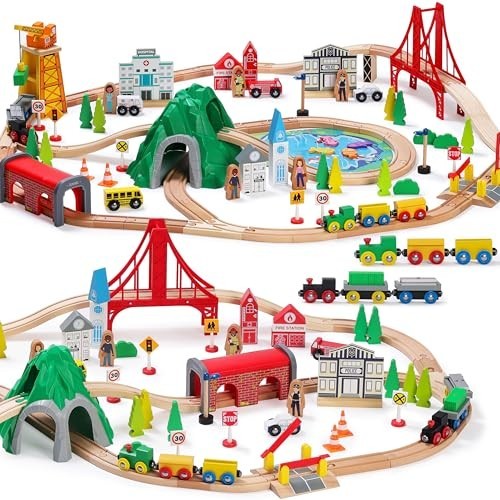 Wooden train tracks lot - wooden,